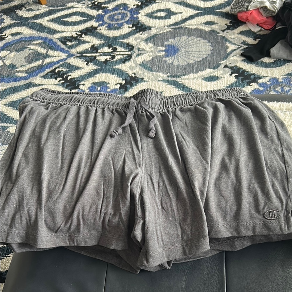 CHAMPION Women's Gray Athletic Elastic Drawstring Waist Shorts Size XL